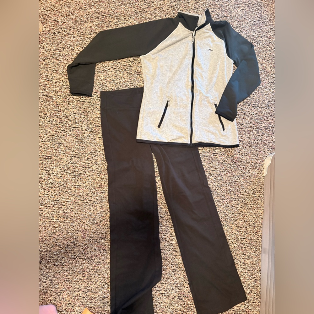 Lauren Ralph Lauren Black & Light Gray Zip-Up Jacket with Black Pants